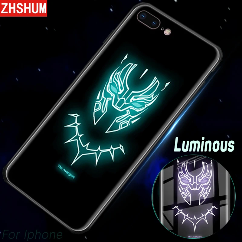 3D Luminous Tempered Glass Case For Iphone X 8 Plus 7 6 6S Grow Light Pattern 360 Full Back Cover Batmen Supermen 10 |