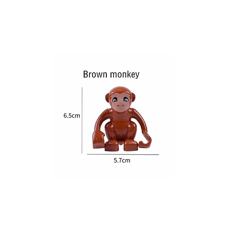 Серия моделей животных, строительный блок, большие кирпичи, модель животного, строительный блок, детская развивающая игрушка, совместимая с блоками Duploe - Цвет: brown monkey
