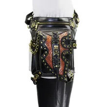Black PU Leather Rivet Steampunk Leg Holster Waist Bag Gothic Shoulder Messenger Bags Punk Rock Corsets Outfits Accessories