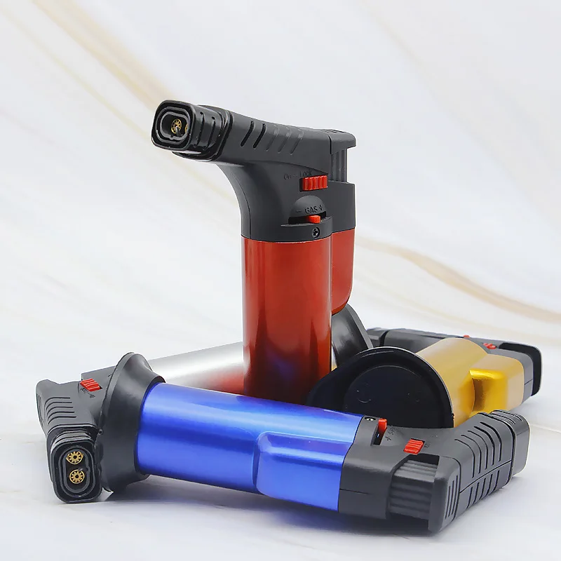 BBQ Outdoor Welding Torch Turbo Lighter Jet Portable Spray Gun Two Nozzles Fire Windproof Cigar Pipe Gas Lighter Butane Kitchen