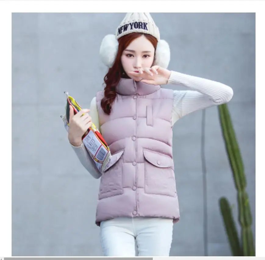 2019 new autumn and winter down cotton vest women's tide wild vest solid color short paragraph waistcoat bread coat jacket