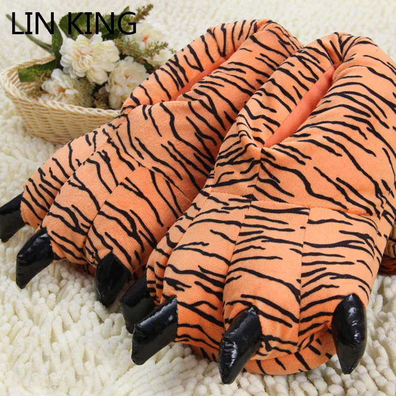 

LIN KING Comfortable Funny Animal Paw Unisex Slippers Women Men Cute Monster Claw Slippers Cartoon Soft Plush Warm Home Slippers