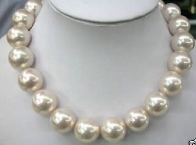 

HOT## Wholesale FREE SHIPPING Huge 18"14mm south sea genuine white gold pink lavender round pearl necklace