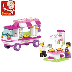 SLUBAN B0155 Diy фургон-закусочная строительные блоки 102 шт. частицы Кирпичи игрушки Рождественский подарок плюшевые мягкие игрушки для девочек