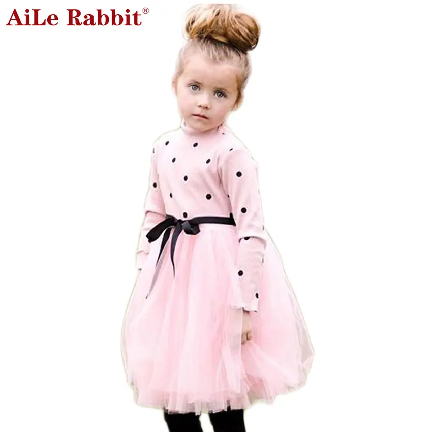 AiLe Rabbit/Новое поступление 2018 года, костюм для девочек детский топ с длинными рукавами + юбка, комплект из 2 предметов, юбка с буквенным принтом