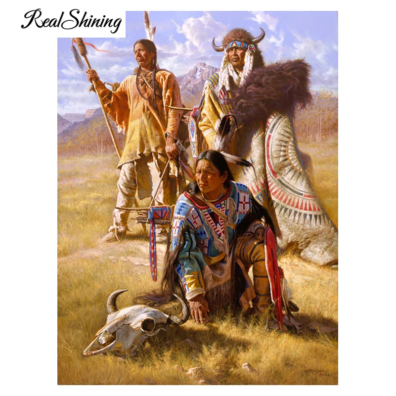 

REALSHINING Full Square 3D Diamond Painting Indians Family Mosaic Cross Stitch diy diamond Embroidery Home Decor FS2578