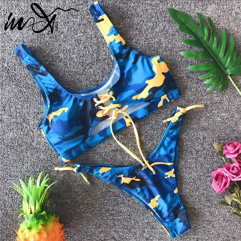 

In-X String swimsuit female bathers Lace up sexy bikini 2019 High cut swimwear women bathing suit Print brazilian biquini new