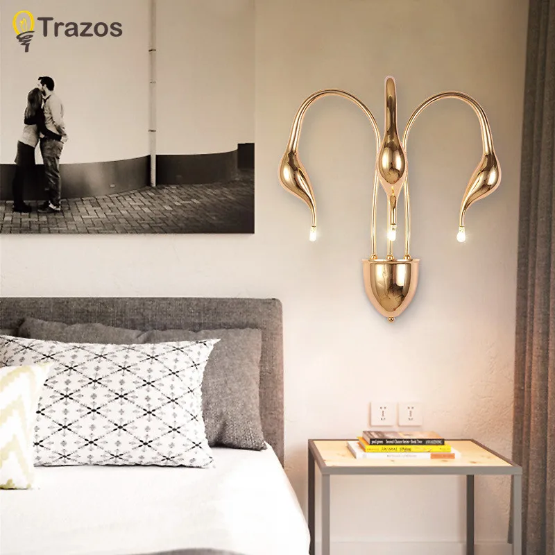 

New Design Swan Lamps Bedroom Headboard Bedside Living Room Light indoor led Wall sconces lampe art deco Free shipping