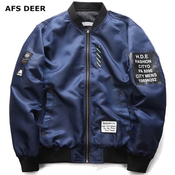 

Men's bomber Jackets Quality Spring Slim Fit Jacket Coat For Male Supreme Jacket Men Pilot with Patches Green Both Side Wear