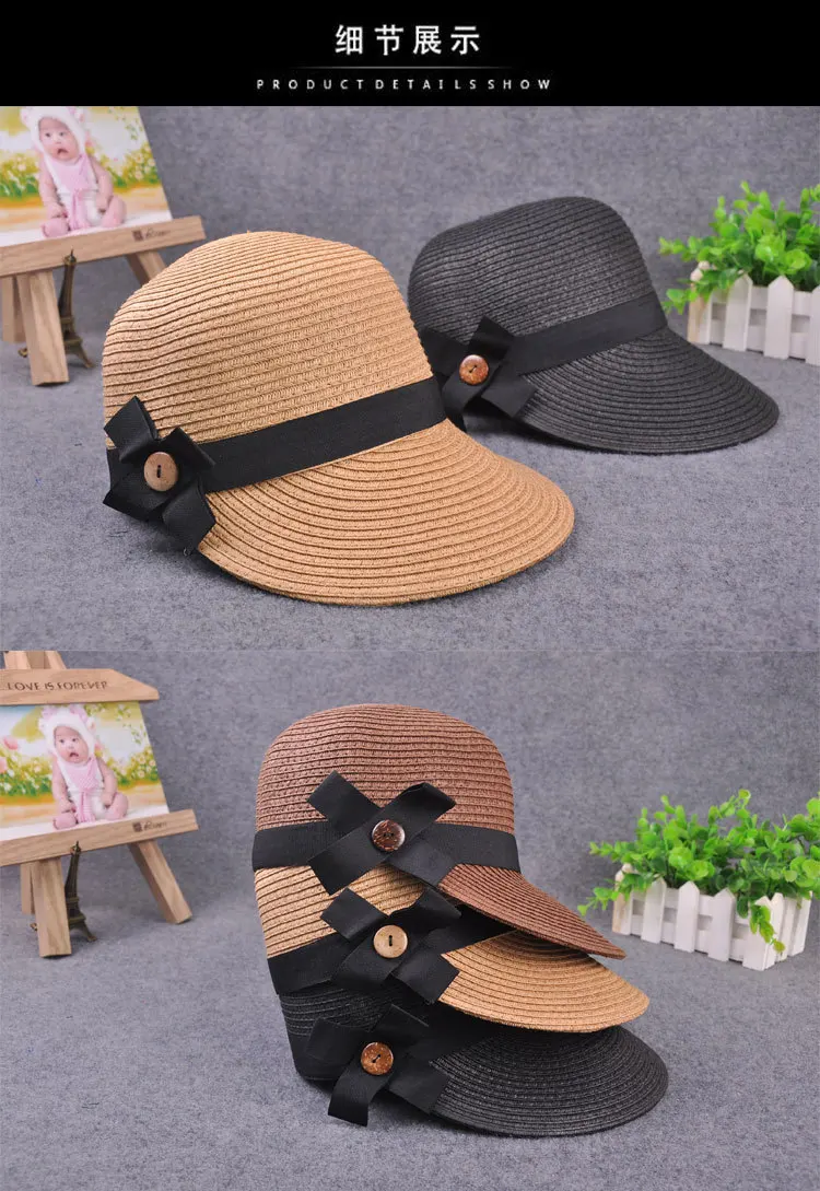 Новые конные шляпы, шляпы от солнца, соломенная шляпа с бантиком для женщин, летняя пляжная шляпа