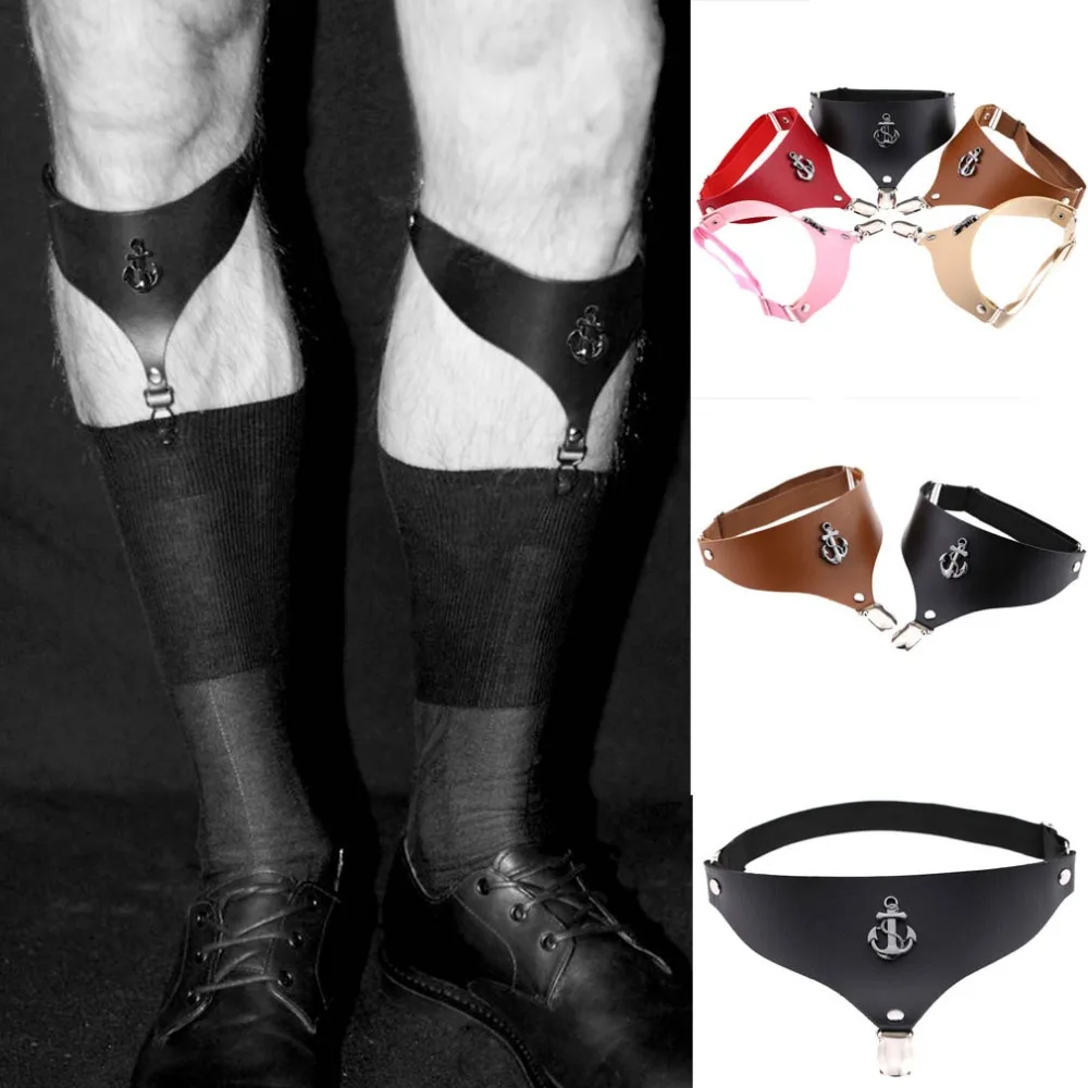 

1pc Women Man Sexy Harajuku PU Leather Antiskid duckbill buckle Leg Garter Belt Punk Rock Goth Anchor Stockings Belt