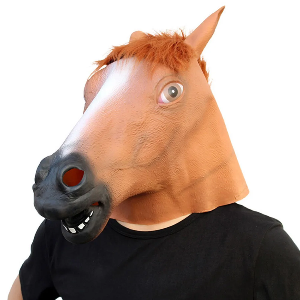 

Horse Head Mask Cosplay Animal Horse Latex Mask Halloween Party Carnival Prop New Year Decoration