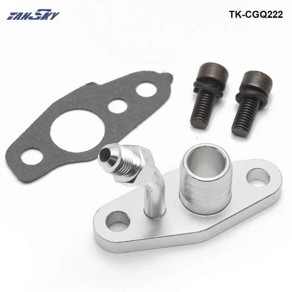Turbo Oil Feed Return Flange For TOYOTA CT9 CT12 CT20 CT26 4AN Feed w/ 20mm Barb TK-CGQ222