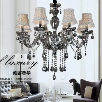 

promotion smoke grey colo crystal chandeliers with shade , E12/14 lamp holders,110-120V,220-240V