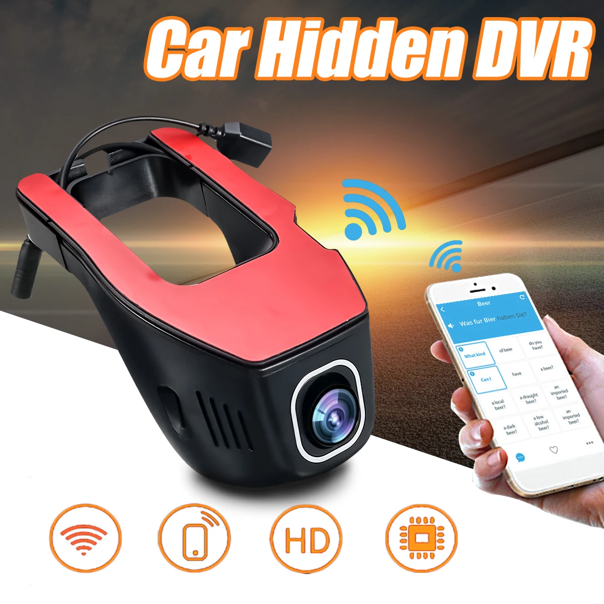 

1080P Mini Wifi HD Car H idden DVR Video Recorder Rear Camera Dual Lens Camcorder Night Vision Dash Cam Registrator for App