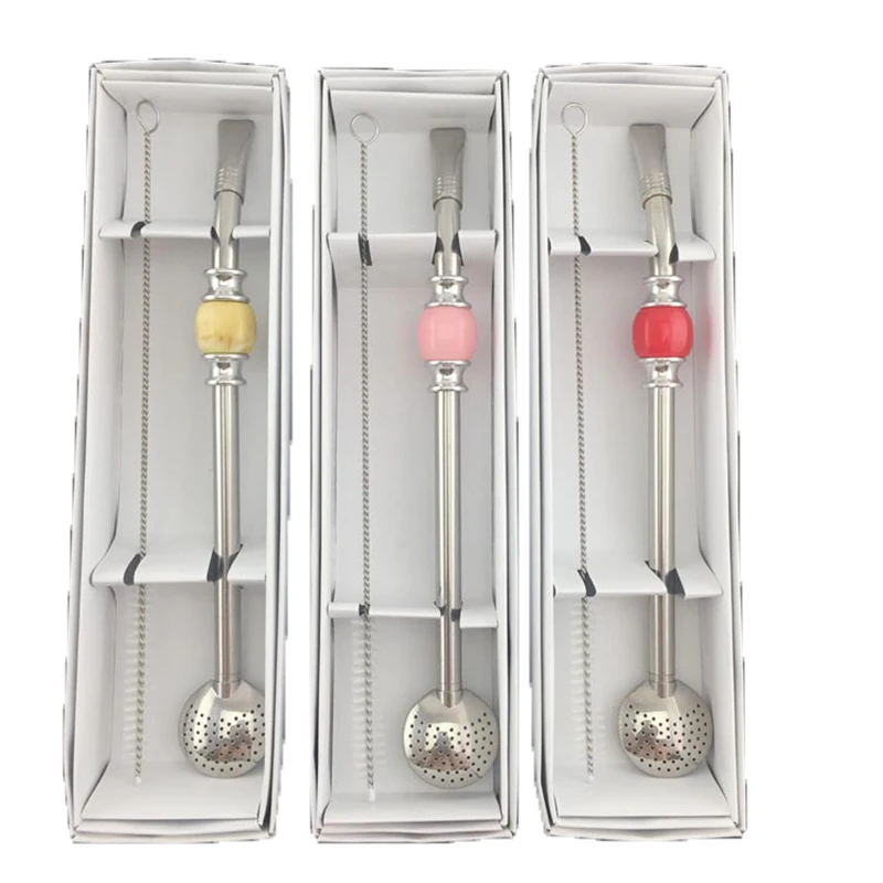 

Removable Stainless Steel Drinking Straws Spoon Tea Filter Yerba Mate Tea Bombilla Washable Tea Tool
