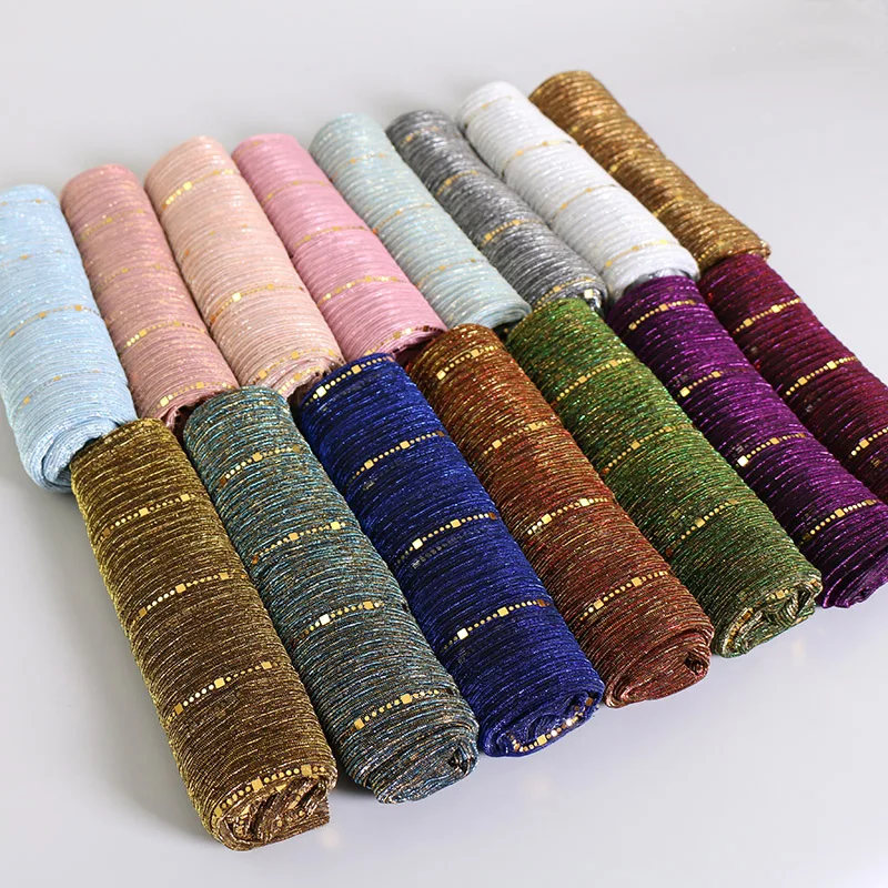 Lurex Glitter Gold Scarf Women Muslim Shimmer Hijab Solid Color Headscarf Shiny Shawls Islamic Pashmina Bandana Foulard femme 3