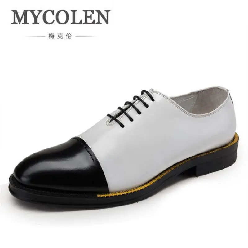 

MYCOLEN Bespoke Men Shoe Handmade Genuine Calf Leather Men Oxford Shoe Black Patent Leather Dress Shoes Sapato De Noiva