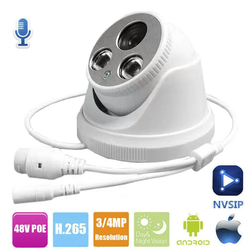 

1080P IP Cam Onvif HD 2MP 4MP Camera POE With Audio Pick Up Dome Security Surveillance CCTV IP Camera Network Indoor Cam P2P