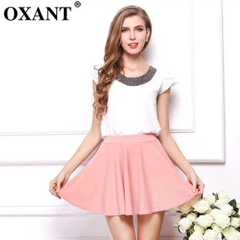 

Women's Mini Skirt New Women's Fashion 2019 Spring Summer Pink Cute Large Size Women's High-waist Umbrella Pleated Bottom