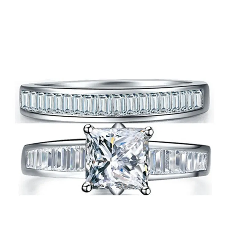 Perfect Combine Solid 14Karat White Gold Ring With Band 2CT Synthetic
