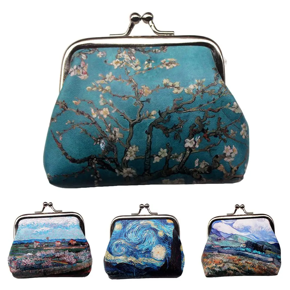 

Retro Women Printing Kiss Lock Clutch Bag Coin Purse Keys Holder Mini Wallet
