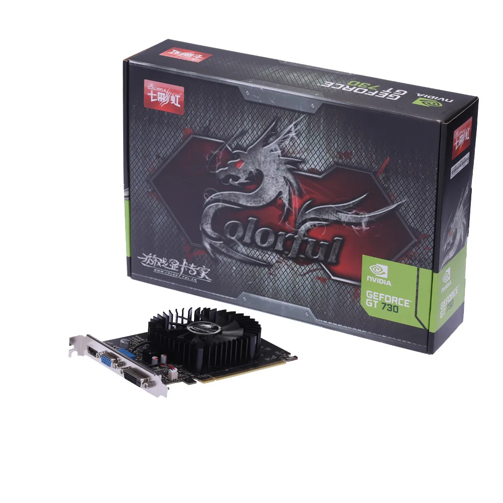 Colorful 2048MB NVIDIA GeForce GT 730 GPU 2GB 64bit DVI+VGA+HDMI Port GDDR5 PCI-E X16 2.0 Video Graphics Card with Cooling Fan