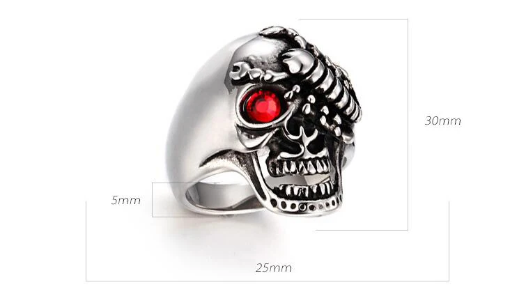 Punk Cool Men's Red CZ Crystal eyes Gold Scorpion Rings Silver Punk Cool Men's Red CZ Crystal eyes Gold Scorpion Rings Silver
