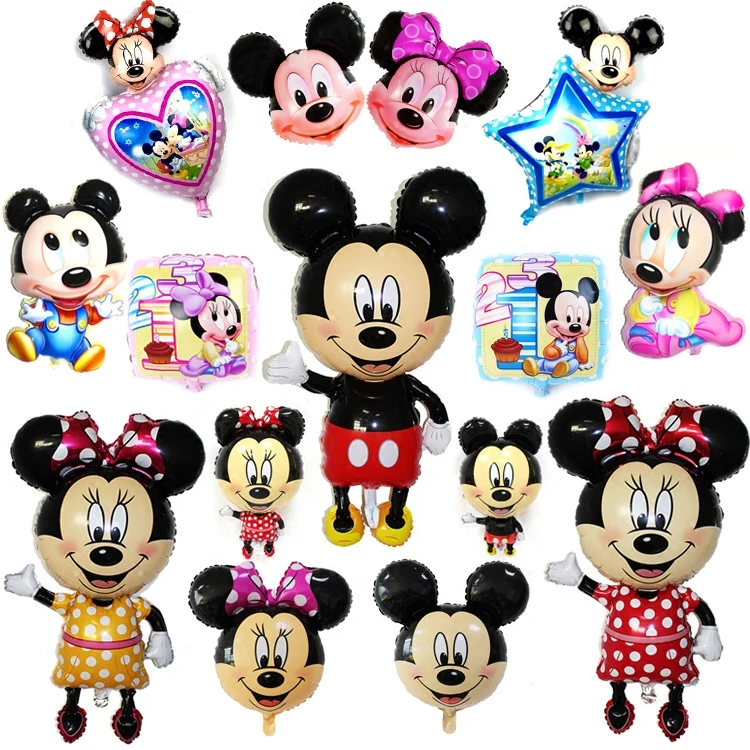 

1PCS Baby Party Balloon Pink Blue Mickey Minnie Balloons Red Black Mickey Minnie Birthday Minnie Party Decoration Supplies Favor
