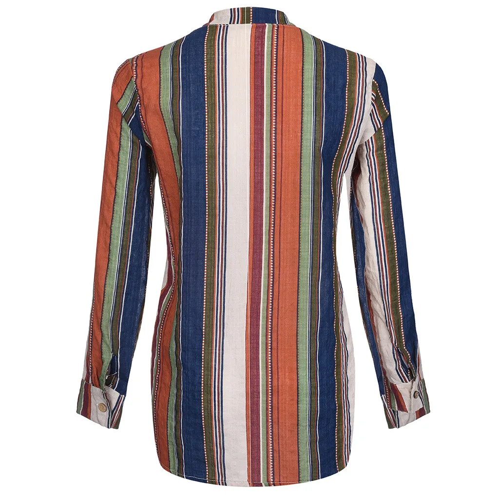 SAGACEC блузка женская 5xl 2019 Женская с длинным рукавом в полоску кафтан мешковатая