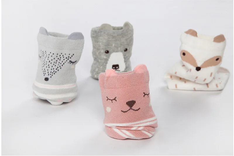 4 Pairs Cartoon Alpaca Kids Socks Animal Infant Cotton Socks Spring Autumn Baby Girls Boys Floor Socks Comfort Children Clothing (1)
