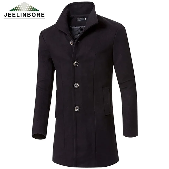 2016 Men\'s Wool Jackets Autumn Winter Brand Men Woolen Coats Long Jackets Trench Coats Mens Warm Wool Overcoat Plus Size M-3XL