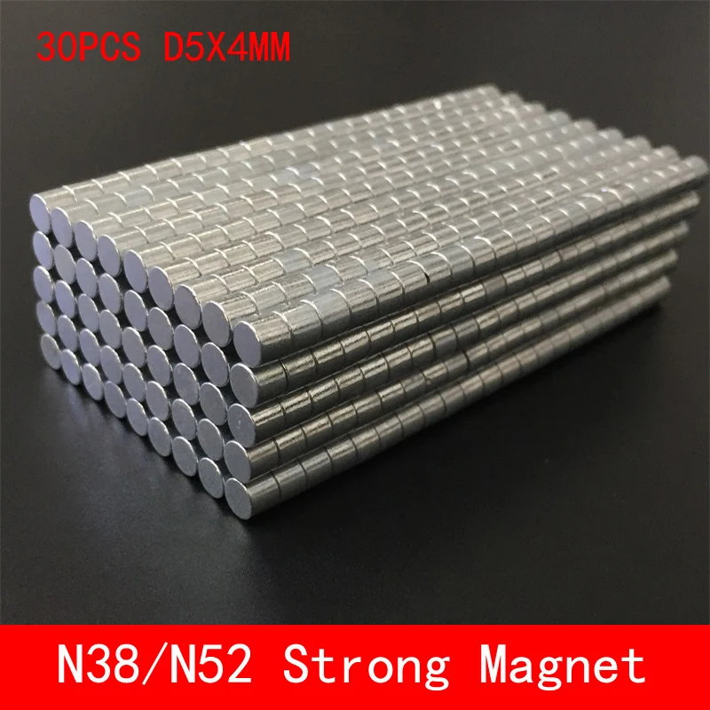 

30pcs/lot Super Strong Rare Earth mini 5mm x 4mm Permanet Magnet Round Neodymium Magnet N52 N38 5*4MM surface plate nickel