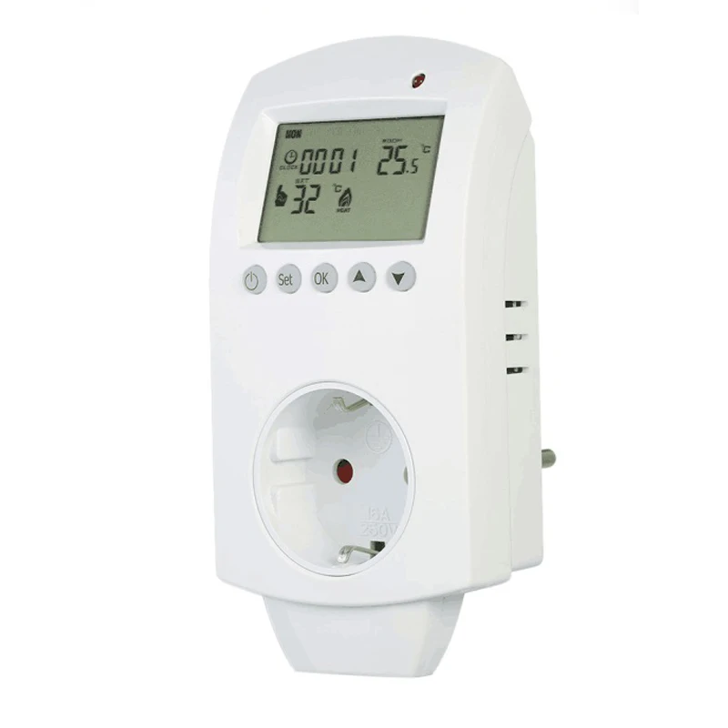 

HY02TP Digital LCD Programmable Temperature Controller Air Conditioner Thermoregulator Wall Plug In Thermostat