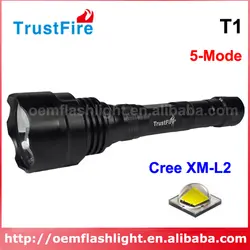 TrustFire T1 Cree XM-L2 U2 1600 люмен 5-режим светодиодный фонарик-черный (2x18650)