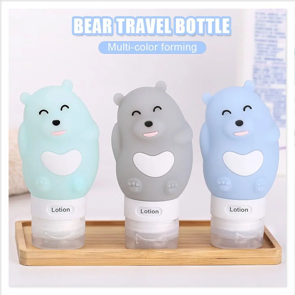 Portable Soft Silicone Travel bottles Set 3 Leak-Proof Travel Size Silicone Containers - Perfect for Shampoo and Lotion bear 