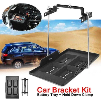 

Metal+plastic Battery tray Accessories Replacement Holder Bracket Black+silver Car Storage Hold down Automotive