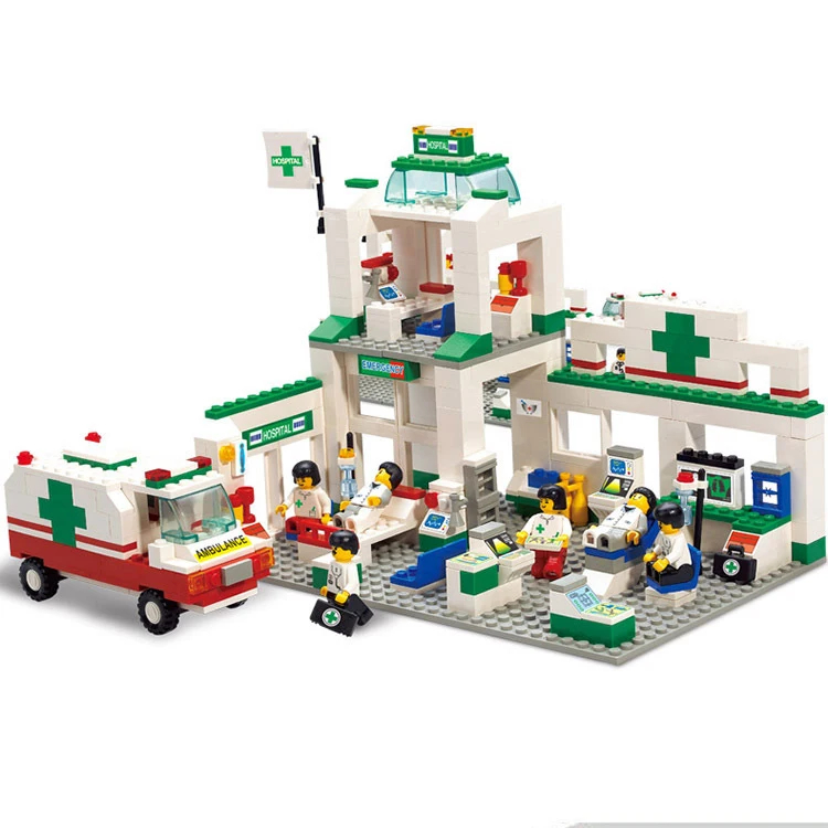 

5600 Simulation City Emergency Center Small Particles Spelling Building Blocks Model Plastic Assembled Toys