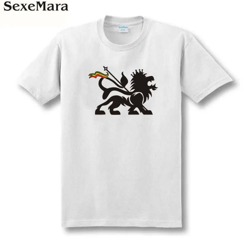 SexeMara Lion Of Judah Mens T-Shirt - Reggae Bob Marley Rasta White male shirt blusa free Men's Clothing | Мужская одежда