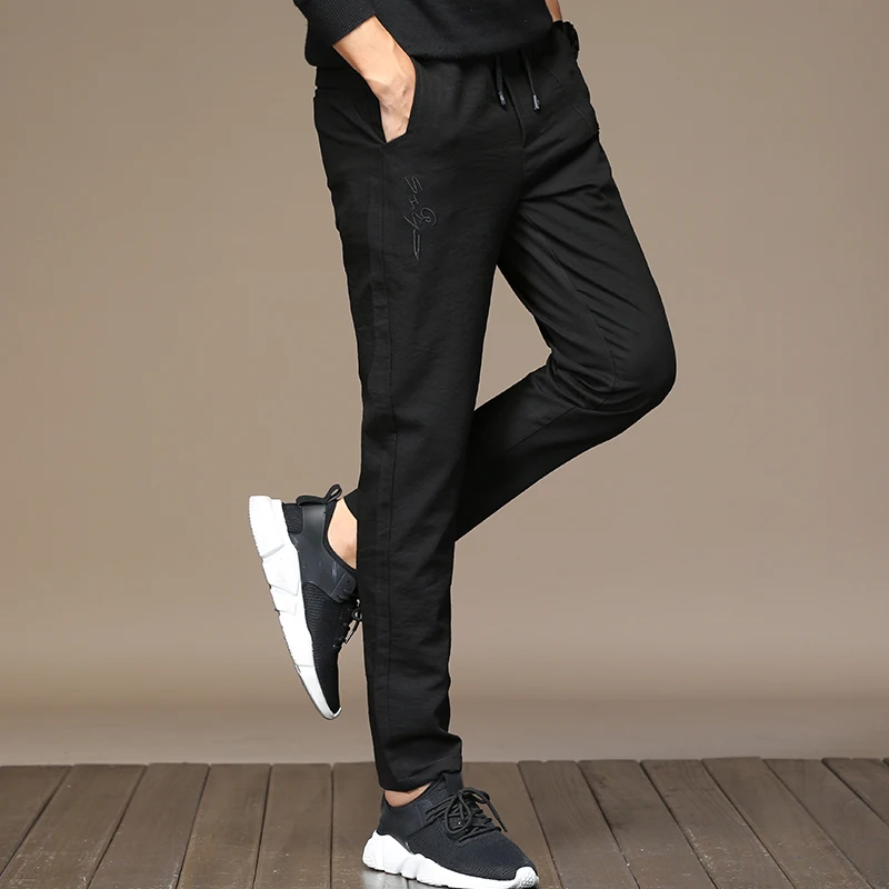 2017 новые длинные брюки черные тренировочные брюки мужские высокого качества шнурок одежда мужчины карандаш хип-хоп брюки модная