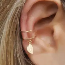 Хит, винтажные простые металлические листья из сплава, u-образные клипсы для ушей, без ушей, с отверстием для пирсинга, ювелирные клипсы, 1 шт