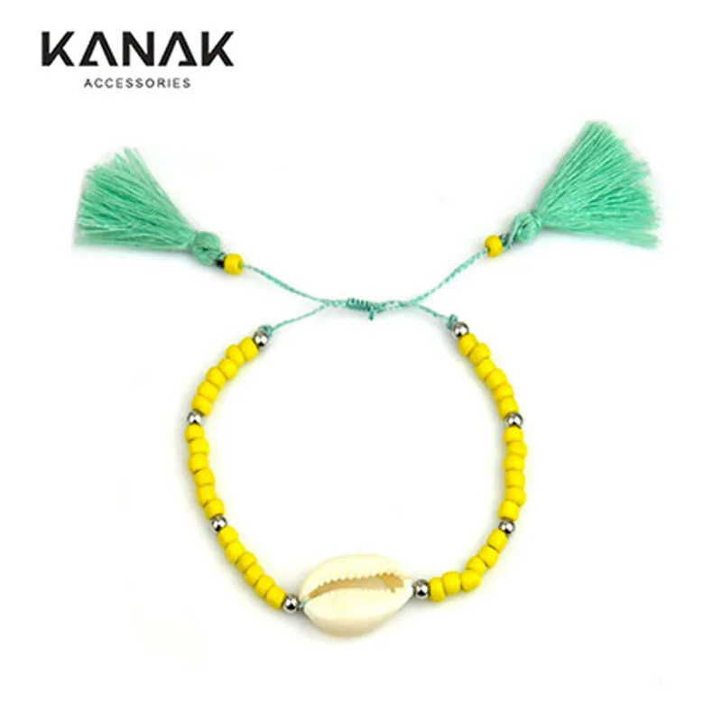

Woman Jewelry 2015 Fashion Bohemia Style Beach Real Shell Bracelet Colorful Simple Beads Glass Seed Bead Tassel Bracelets