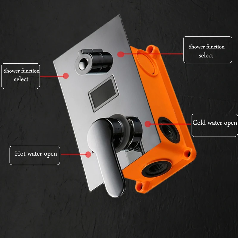 Цифровой дисплей смеситель для душа мощность воды интеллектуальный душевой клапан латунь Смесители для душа горячая холодная вода выход Скрытый кран