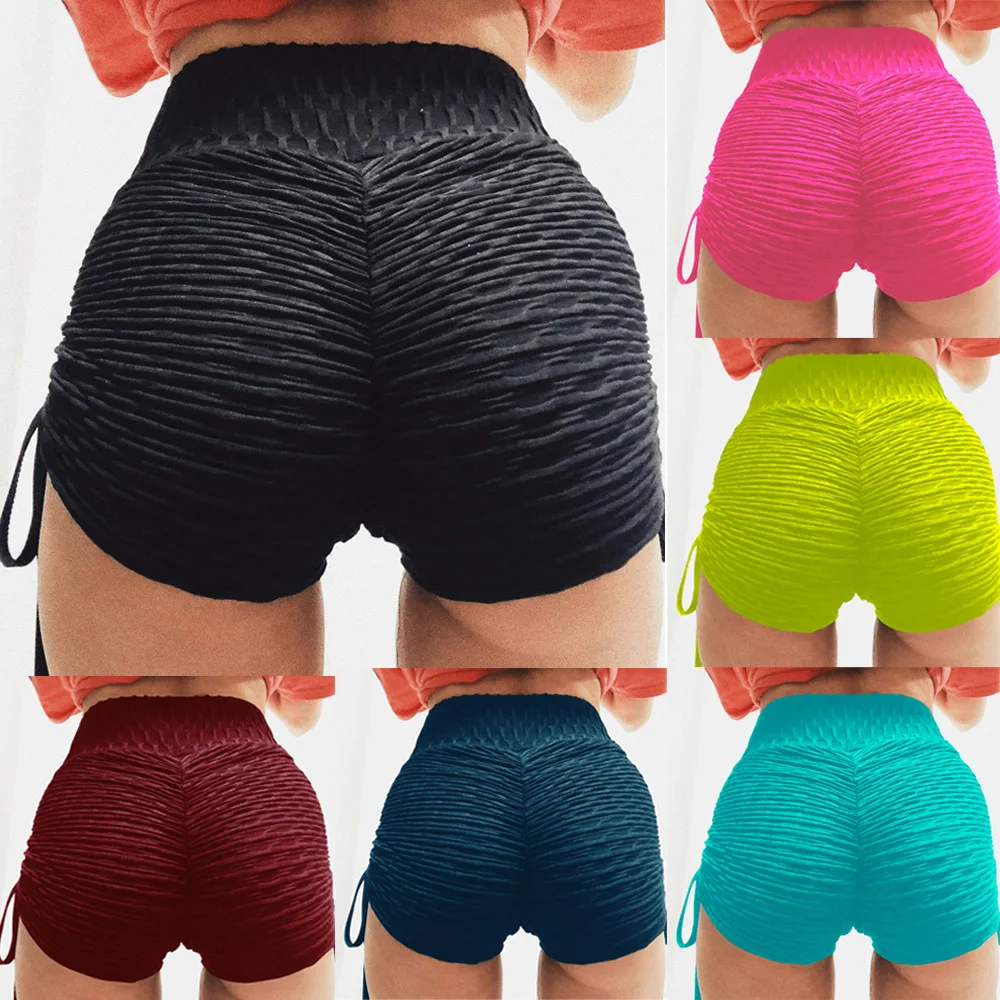 Для женщин спортивные шорты Scrunch Для Бега Спортзала фитнеса Короткие штаны тренировки пляжные повседневные шорты