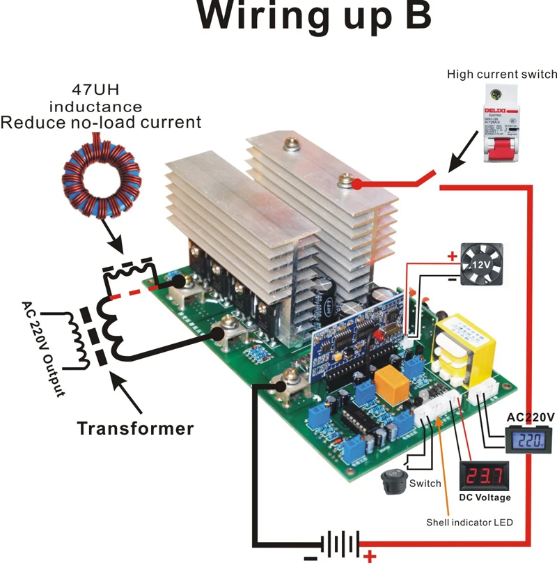 1 шт. 4000 Вт пик 8000 Вт DC12V/24 В/36 В/48 В/60 в к AC 220 В синусоидальный инвертор материнская плата для DIY генерации солнечной энергии/резервного копирования