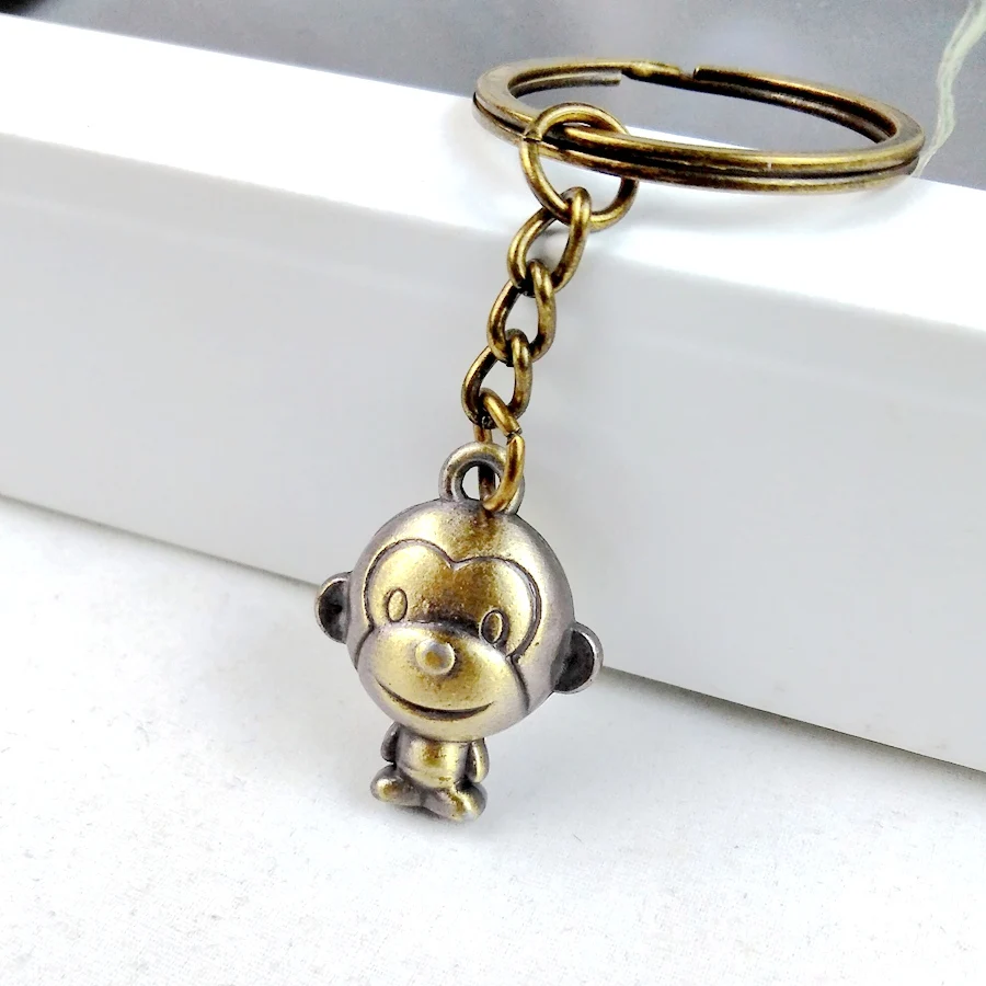 2016 new fashion cute lovely 3D metal MONKEY key chain ring anime