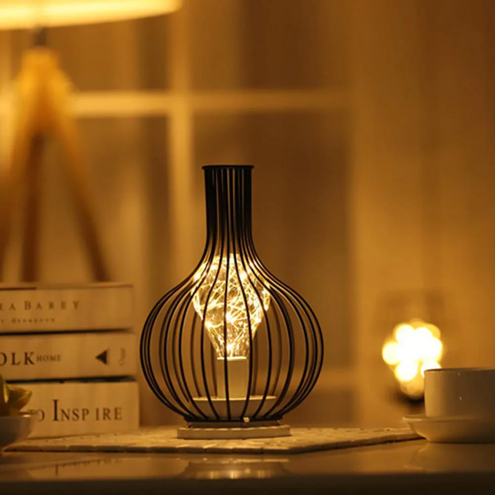  LED Retro Bulb Iron Table Winebottle Copper Wire Night Light Creative Hotel Home Decoration Desk La - 33058023393