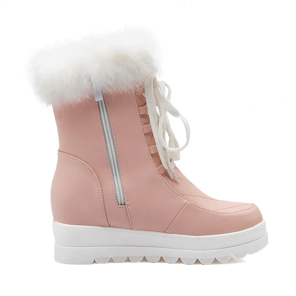 Г. новые зимние теплые Нескользящие зимние ботинки на платформе женские пикантные водонепроницаемые женские зимние плюшевые ботинки розового цвета