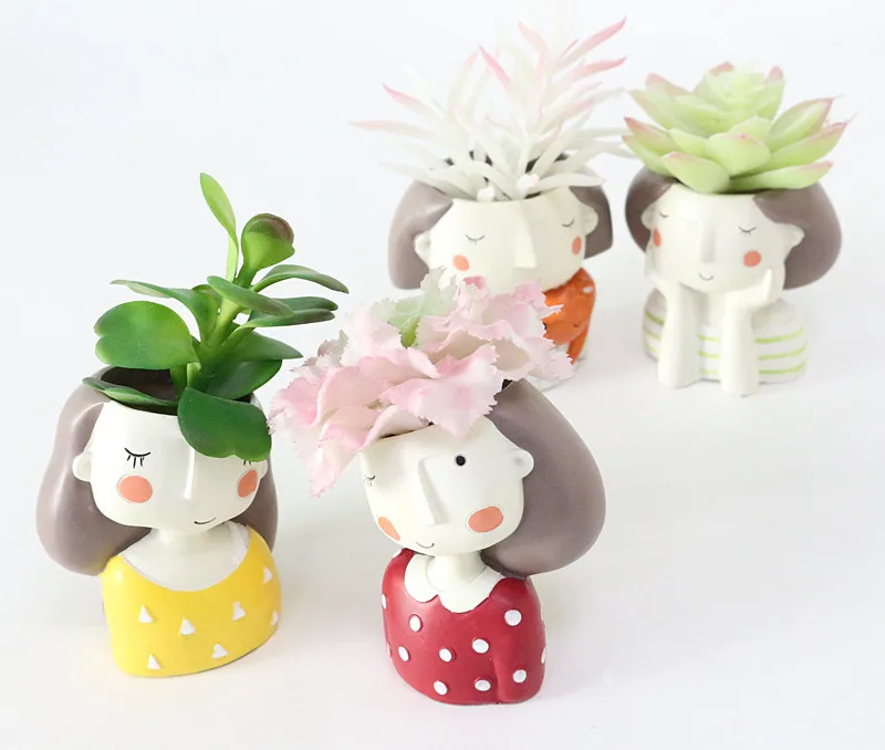 Flone European Style Succulent Plants Planter Pot Flower Girl Plants Vase Mini Bonsai Plants Flower Pot Home Office Decor Craft (34)