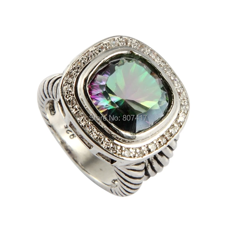 

SHUNXUNZE Charms Engagement wedding rings for men and women Rainbow Cubic Zirconia Rhodium Plated R3598 size 6 7 8 9 10 11 12 13